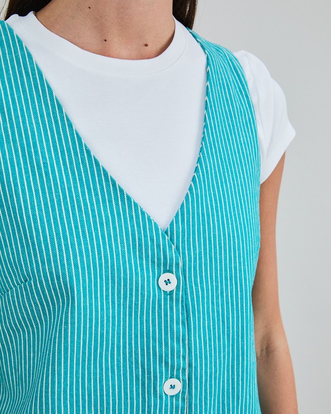Denim Stripes Short Dress Green from Brava Fabrics