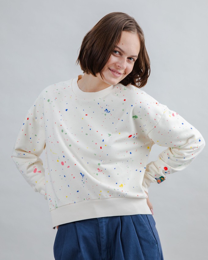 Splash Paint Rounded Sweatshirt Ecru from Brava Fabrics