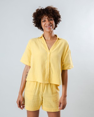 Bubble Cropped Blouse Yellow from Brava Fabrics