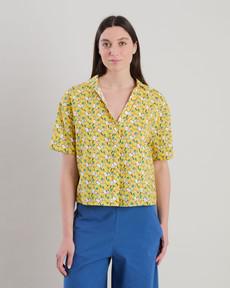 Peanuts Donuts Oversize Cropped Blouse Yellow via Brava Fabrics