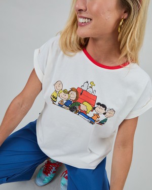 Peanuts Retro Friends Scoop Tee Ecru from Brava Fabrics