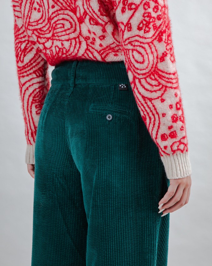 Corduroy Pleated Pants Dark Green from Brava Fabrics
