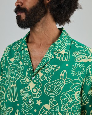 Asis Percales Crocodylus Aloha Shirt Green from Brava Fabrics