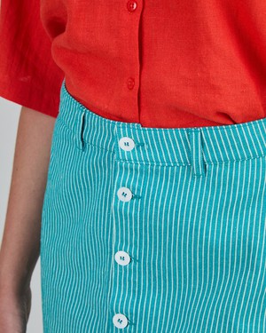 Denim Stripes Mini Skirt Green from Brava Fabrics