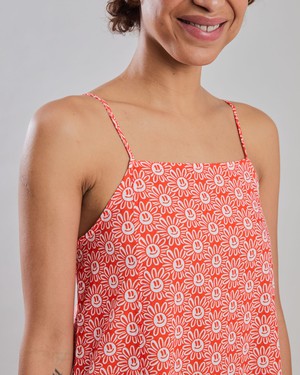 Asis Percales Daisy Strappy Straight Dress Red from Brava Fabrics