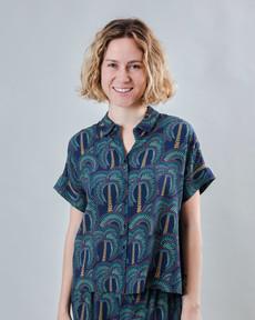 Borneo Batwing Blouse Navy via Brava Fabrics