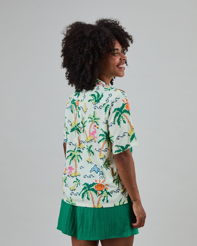 Tropical Pixel Aloha Blouse Ecru from Brava Fabrics