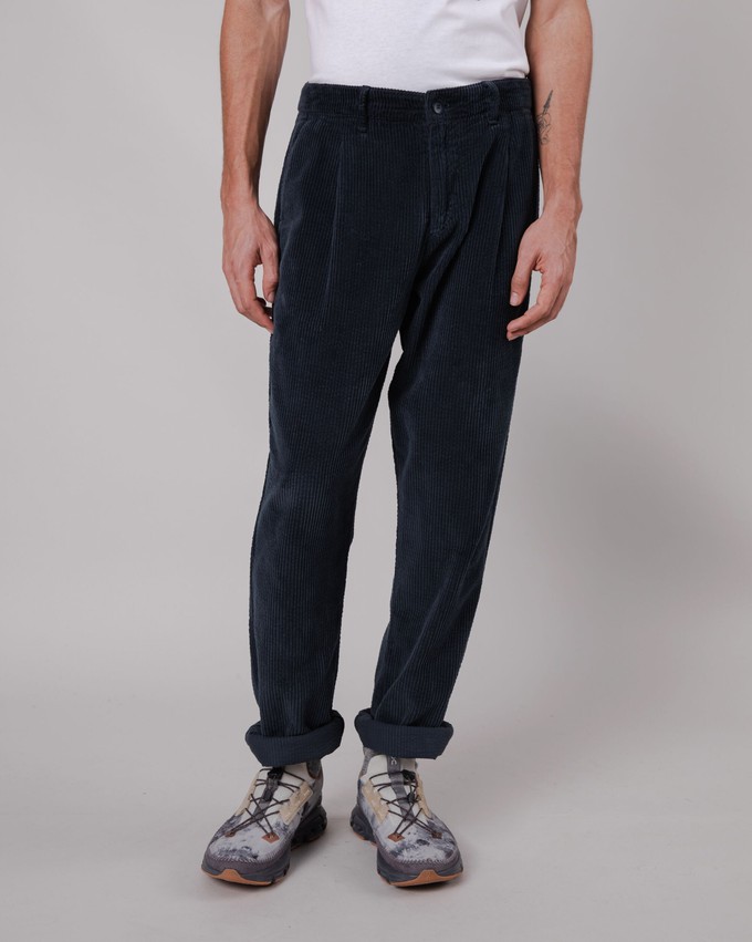 Corduroy Pleated Pants Navy from Brava Fabrics