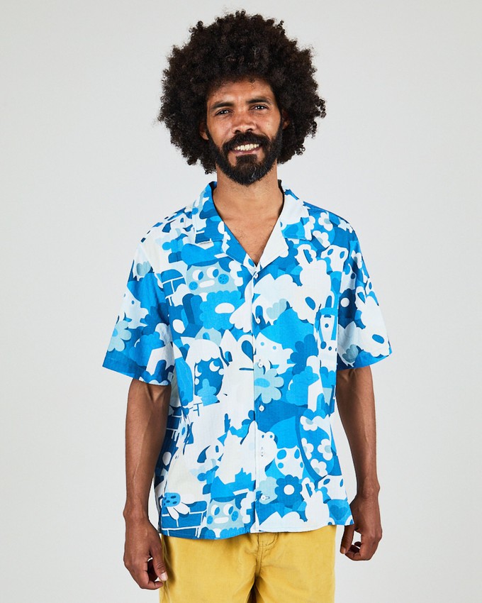 Geco Friends Aloha Shirt Blue from Brava Fabrics