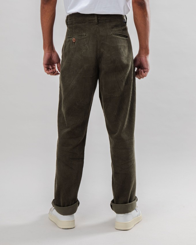 Corduroy Pleated Chino Pants Stone Green from Brava Fabrics