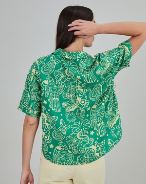 Asis Percales Crocodylus Oversize Cropped Blouse Green from Brava Fabrics
