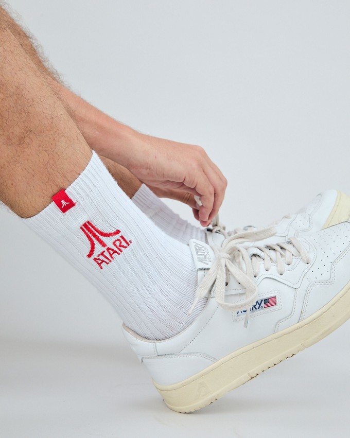 Atari logo socks white from Brava Fabrics