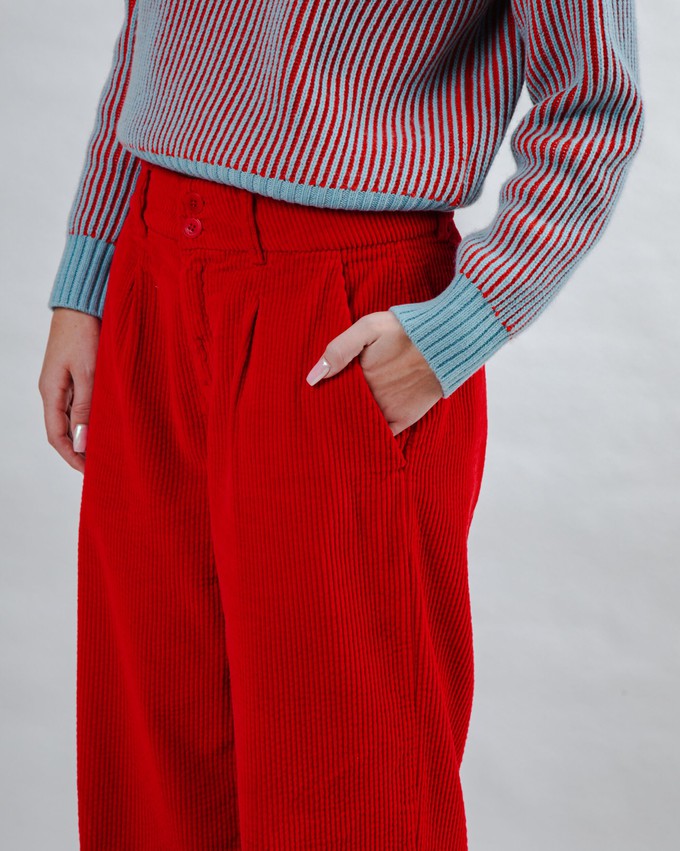 Corduroy Pleated Pants Red from Brava Fabrics