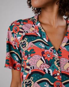 Yeye Weller Aloha Blouse Red via Brava Fabrics