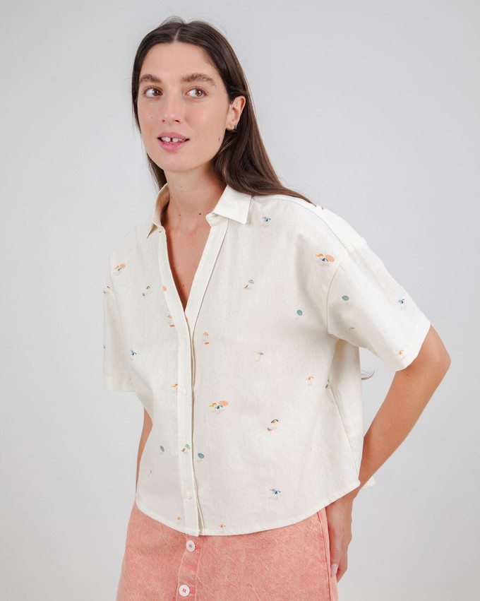 Beach Please Cropped Blouse Ecru from Brava Fabrics