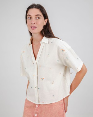 Beach Please Cropped Blouse Ecru from Brava Fabrics