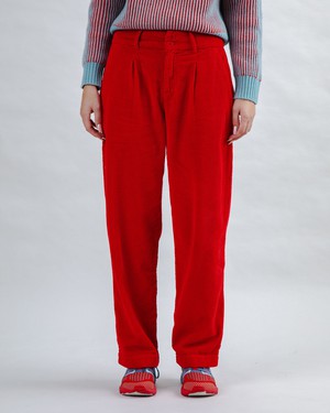 Corduroy Pleated Pants Red from Brava Fabrics