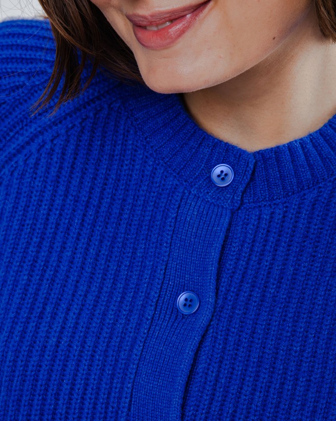 Wool Cropped Cardigan Blue Klein from Brava Fabrics
