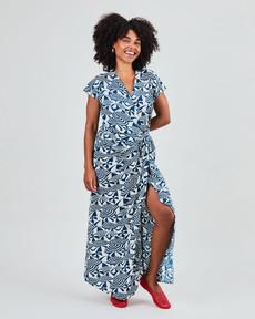 Sombrilla Kimono Dress Blue via Brava Fabrics