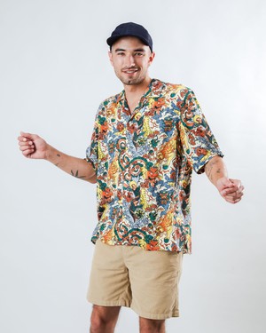 Irezumi Tattoo Aloha Shirt Ecru from Brava Fabrics