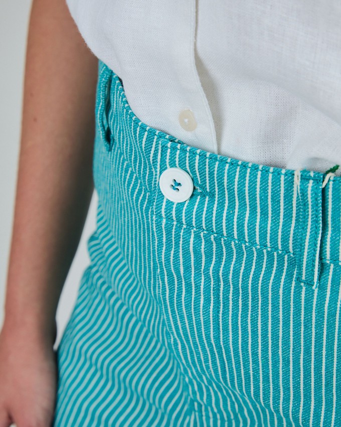 Denim Stripes Straight Leg Pants Green from Brava Fabrics
