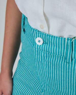 Denim Stripes Straight Leg Pants Green from Brava Fabrics