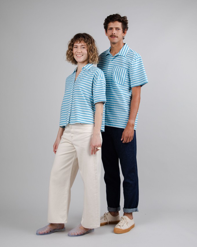 Stripes Cropped Blouse Blue from Brava Fabrics