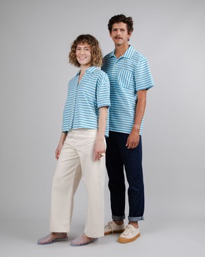 Stripes Cropped Blouse Blue from Brava Fabrics