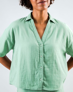 Bubble Cropped Blouse Light Green from Brava Fabrics