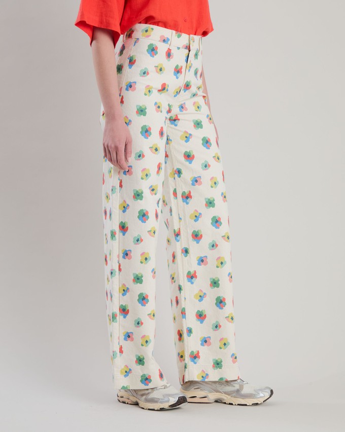 Mini Flower Straight Leg Pants Ecru from Brava Fabrics