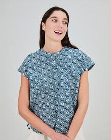 Asis Percales Daisy Sleeveless Blouse Blue via Brava Fabrics