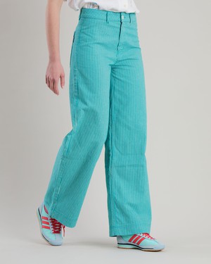Denim Stripes Straight Leg Pants Green from Brava Fabrics