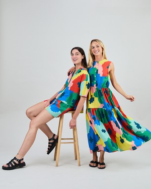 Maxi Flowers Sleeveless Shirt Dress from Brava Fabrics