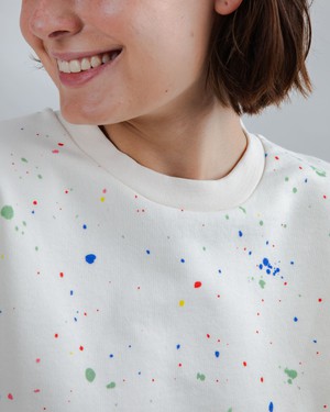 Splash Paint Rounded Sweatshirt Ecru from Brava Fabrics
