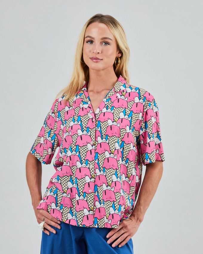 Peanuts Gelato Aloha Blouse Blue from Brava Fabrics