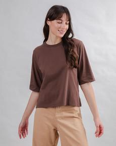 Bombon Label Squared Tee Brown via Brava Fabrics