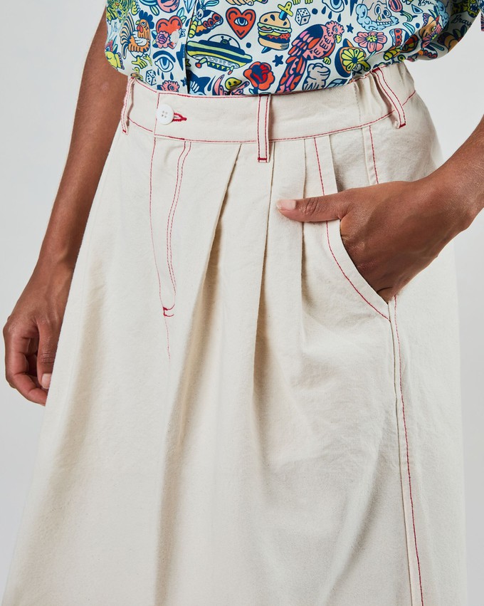 Denim Slub Midi Skirt Ecru from Brava Fabrics