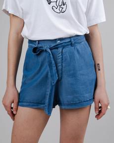 Indigo Belted Shorts Blue via Brava Fabrics