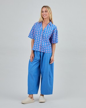 Gum Oversize Cropped Blouse Blue from Brava Fabrics