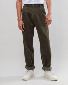 Corduroy Pleated Chino Pants Stone Green via Brava Fabrics