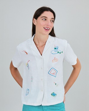 Chiringuito embroidery Aloha Blouse White from Brava Fabrics