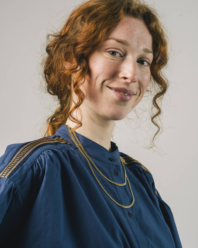 Ribbon Blouse Navy from Brava Fabrics