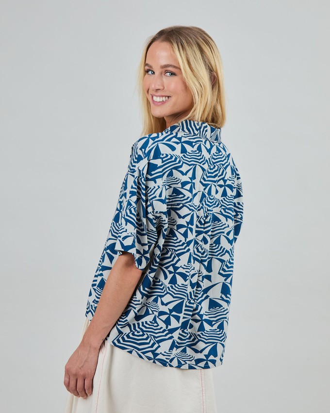 Sombrilla Oversize Cropped Blouse Blue from Brava Fabrics