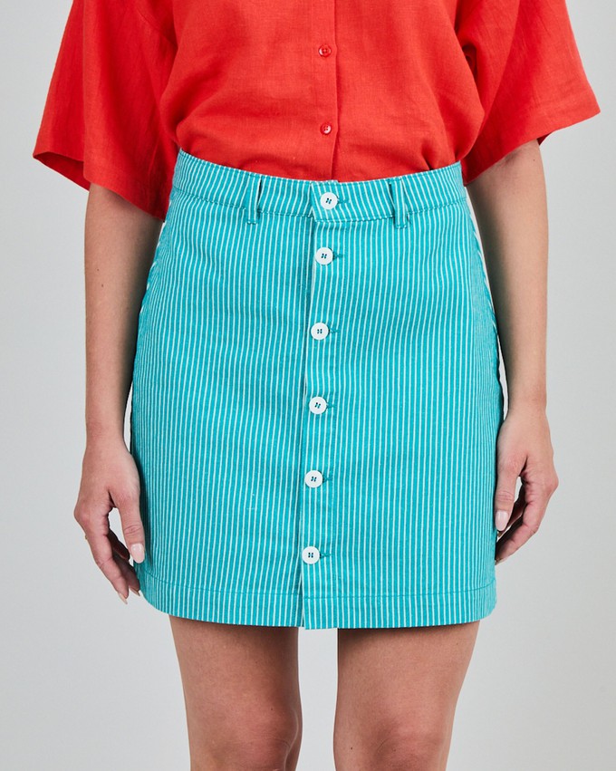 Denim Stripes Mini Skirt Green from Brava Fabrics