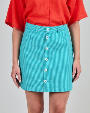 Denim Stripes Mini Skirt Green from Brava Fabrics