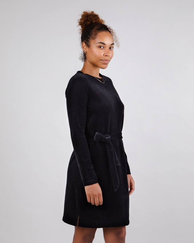 Velvet Belted Dress Black from Brava Fabrics