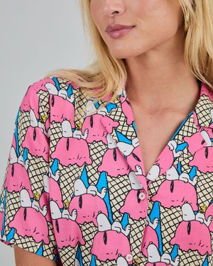 Peanuts Gelato Aloha Blouse Blue from Brava Fabrics