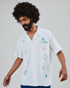 Chiringuito Embroidery Aloha Shirt White via Brava Fabrics