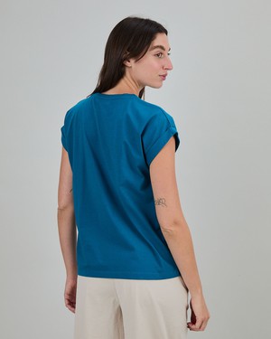Asis Percales Daisy Scoop Tee Blue from Brava Fabrics