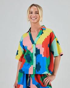 Maxi Flower Oversize Cropped Blouse via Brava Fabrics